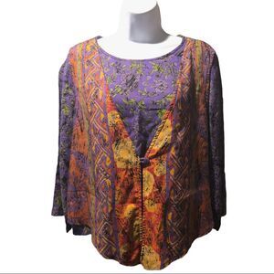 Vintage Essay Petites Funky Long Sleeve Layered Shirt, Purple & Orange size 10